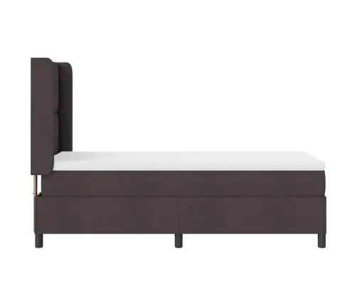 Led Box Spring Voodi Madratsiga Tume Pruun 80 X 200 Cm Kangas