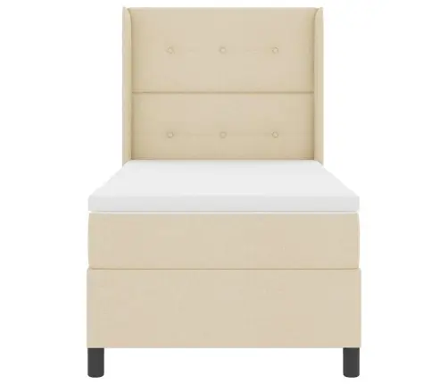 Led Box Spring Voodi Madratsiga Peaga Cream 90 X 190 Cm Kangas