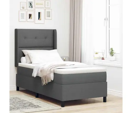 Led Box Spring Voodi Madratsiga Tumehall 90 X 200 Cm Kangas