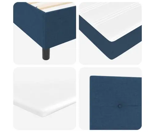 Led Gultas Pamatne Ar Matraci Zila 140 X 190 Cm Audums Vidaxl