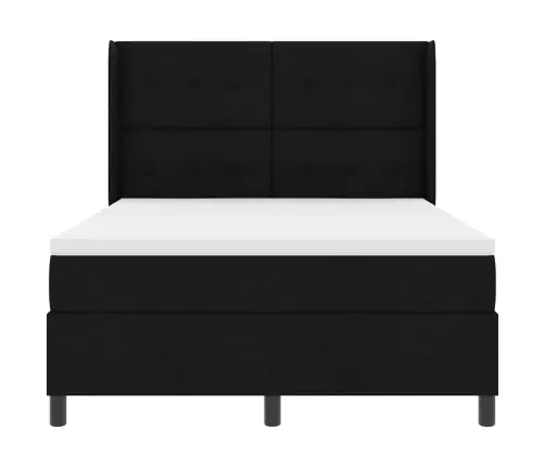 Led Box Spring Voodi Madratsiga Peaga Must 140 X 200 Cm Kangas