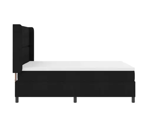 Led Box Spring Voodi Madratsiga Peaga Must 140 X 200 Cm Kangas