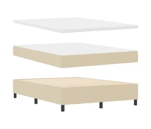 Led Box Spring Voodi Madratsiga Peaga Cream 140 X 200 Cm Kangas