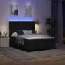 Led Box Spring Voodi Madratsiga Peaga Must 160 X 200 Cm Kangas