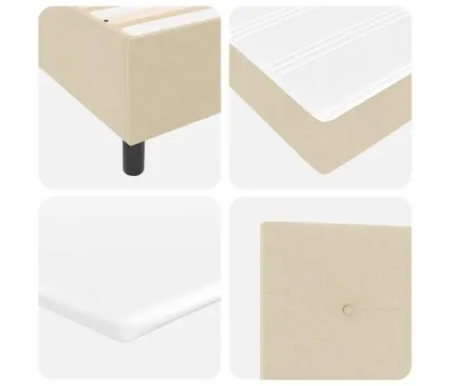 Led Box Spring Voodi Madratsiga Peaga Cream 160 X 200 Cm Kangas