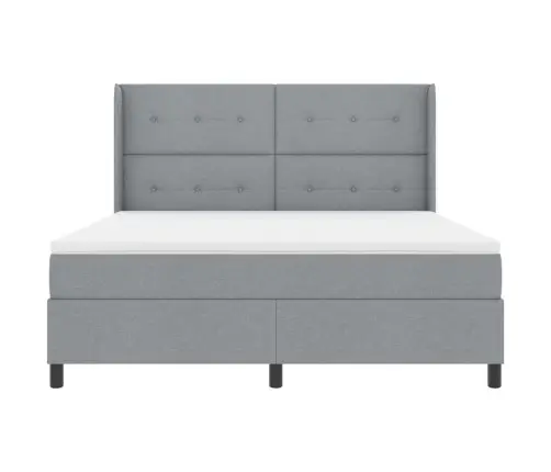 Led Gultas Pamatne Ar Matraci Gaiši Pelēks 180 X 200 Cm Audums Vidaxl