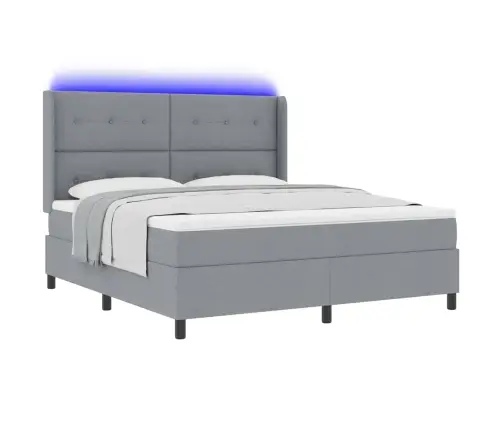 Led Gultas Pamatne Ar Matraci Gaiši Pelēks 180 X 200 Cm Audums Vidaxl