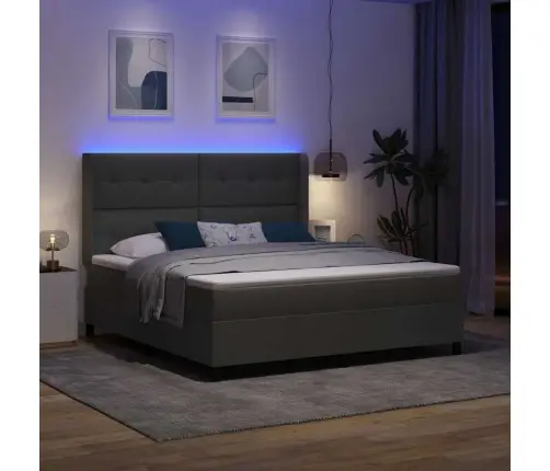 Led Gultas Pamatne Ar Matraci Tumši Pelēks 180 X 200 Cm Audums Vidaxl