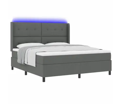 Led Gultas Pamatne Ar Matraci Tumši Pelēks 180 X 200 Cm Audums Vidaxl