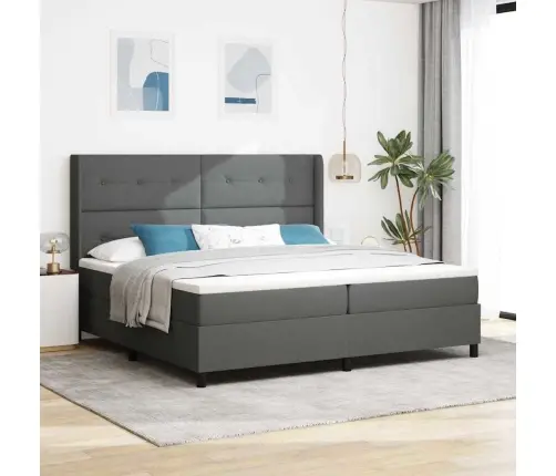 Kastītes Atsperu Gulta Tumši Pelēka 200 X 200 Cm Audums Vidaxl