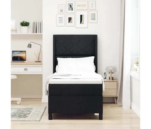 Led Gultas Pamatne Ar Matraci Melna 80 X 200 Cm Audums Vidaxl