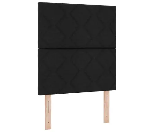 Led Box Spring Voodi Madratsiga Peaga Must 80 X 200 Cm Kangas