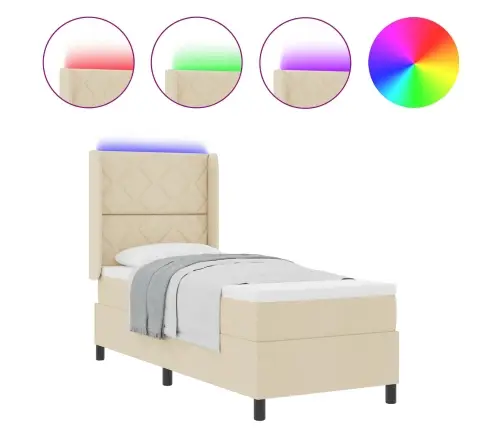 Kastītes Atsperu Gulta Ar Matraci Krēmkrāsa 80 X 200 Cm Audums Vidaxl