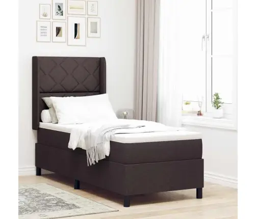 Kastītes Atsperu Gulta Tumši Brūna 90 X 190 Cm Audums Vidaxl
