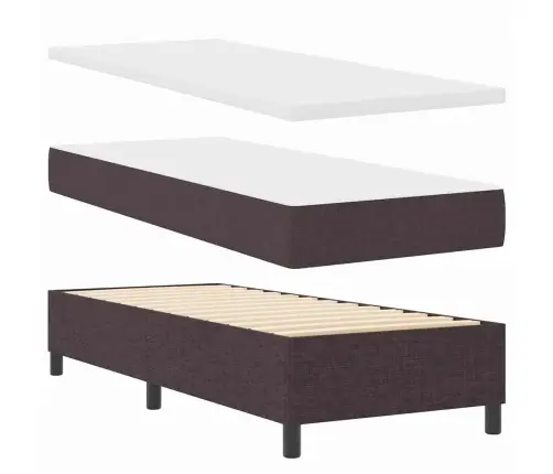 Kastītes Atsperu Gulta Tumši Brūna 90 X 190 Cm Audums Vidaxl