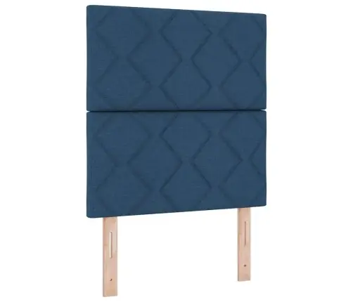Kastītes Atsperu Gulta Ar Matraci Zila 90 X 190 Cm Audums Vidaxl