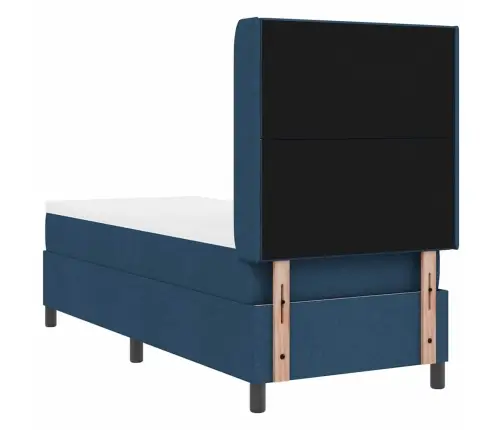 Kastītes Atsperu Gulta Ar Matraci Zila 90 X 190 Cm Audums Vidaxl