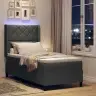 Box Spring Gulta Ar Matraci Un Led, Tumši Pelēka, Izmērs 90 X 200 Cm Vidaxl