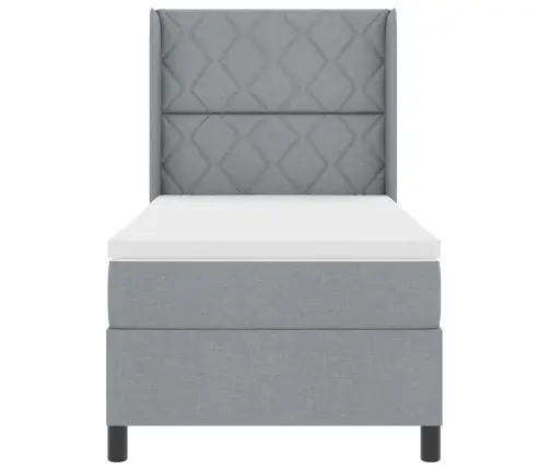 Gulta Ar Atsperēm Un Matraci Un Led Pelēkā Krāsā 100X200 Cm Audums Vidaxl