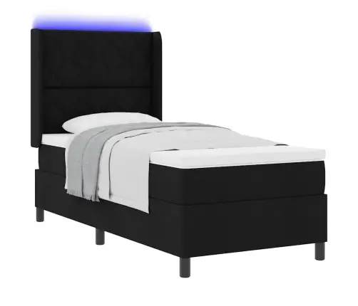 Box Spring Gulta Ar Matraci Un Led Melnā Krāsā 100X200 Cm Vidaxl