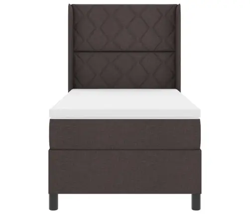 Gulta Ar Matraci Un Led, Tumši Brūna, 100 X 200 Cm, Audums Vidaxl