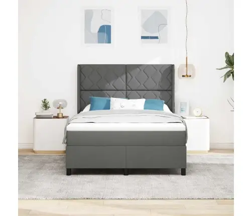 Led Box Spring Voodi Madratsiga Tumehall 140 X 190 Cm Kangas