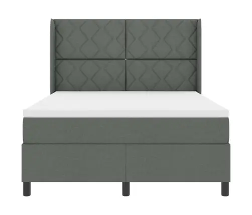 Led Box Spring Voodi Madratsiga Tumehall 140 X 190 Cm Kangas