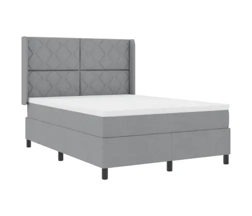 Led Box Spring Voodi Madratsiga Helehall 140 X 200 Cm Kangas