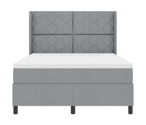 Led Box Spring Voodi Madratsiga Helehall 140 X 200 Cm Kangas