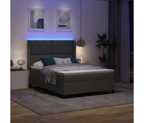 Led Box Spring Voodi Madratsiga Tumehall 140 X 200 Cm Kangas