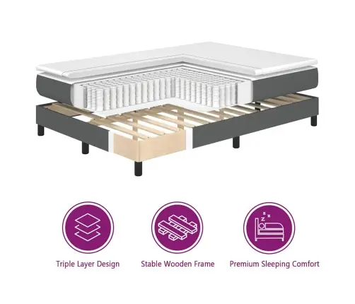 Led Box Spring Voodi Madratsiga Tumehall 140 X 200 Cm Kangas