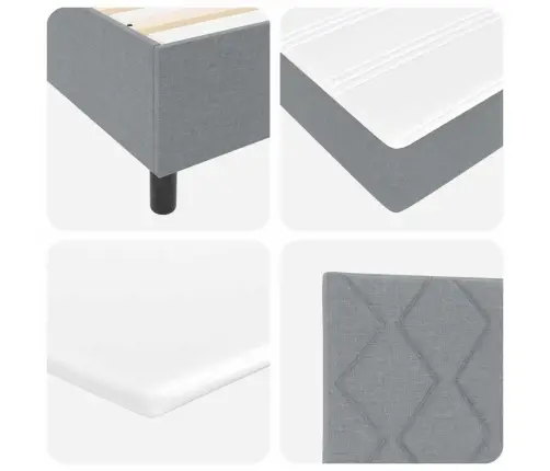 Led Box Spring Voodi Madratsiga Helehall 200 X 200 Cm Kangas