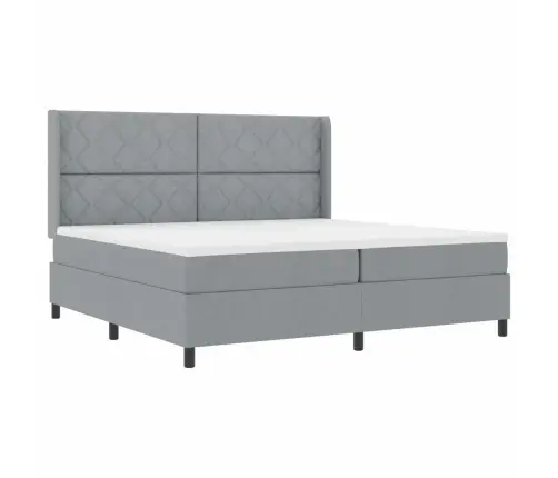 Led Box Spring Voodi Madratsiga Helehall 200 X 200 Cm Kangas