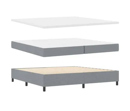 Led Box Spring Voodi Madratsiga Helehall 200 X 200 Cm Kangas