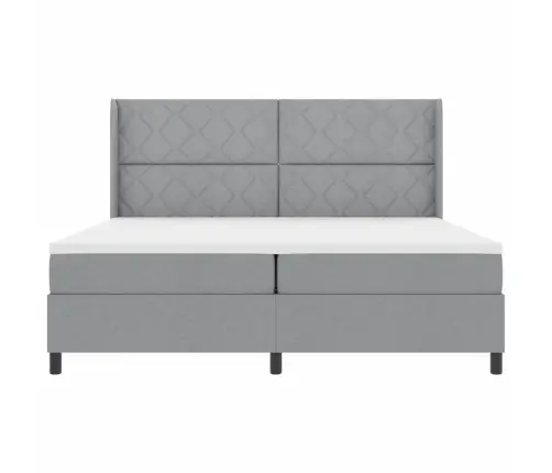 Led Box Spring Voodi Madratsiga Helehall 200 X 200 Cm Kangas