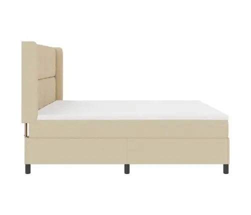 Led Gultas Pamatne Ar Matraci Krēmkrāsa 200 X 200 Cm Audums Vidaxl