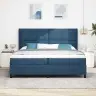 Led Box Spring Voodi Madratsiga Sinine 200 X 200 Cm Kangas