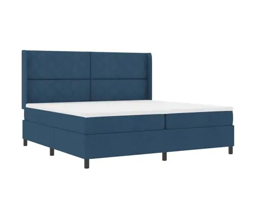 Led Box Spring Voodi Madratsiga Sinine 200 X 200 Cm Kangas