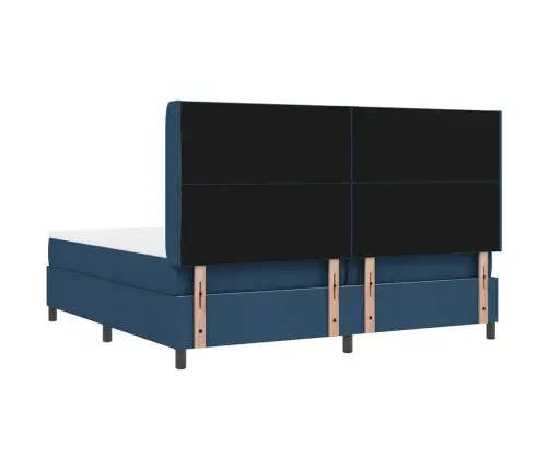 Led Box Spring Voodi Madratsiga Sinine 200 X 200 Cm Kangas