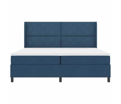 Led Box Spring Voodi Madratsiga Sinine 200 X 200 Cm Kangas