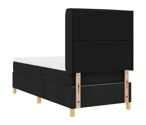 Kastītes Atsperu Gulta Ar Matraci Melna 80 X 200 Cm Audums Vidaxl