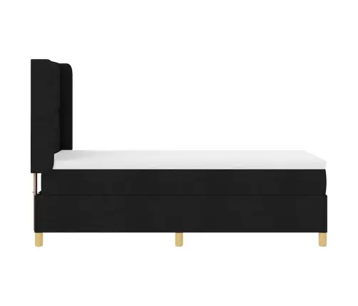 Kastītes Atsperu Gulta Ar Matraci Melna 80 X 200 Cm Audums Vidaxl