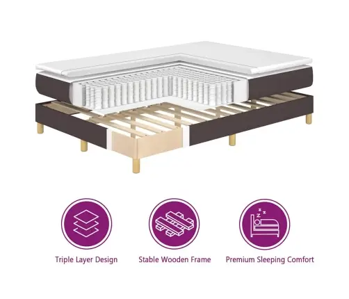 Kastītes Atsperu Gulta Ar Matraci Brūna 80 X 200 Cm Audums Vidaxl