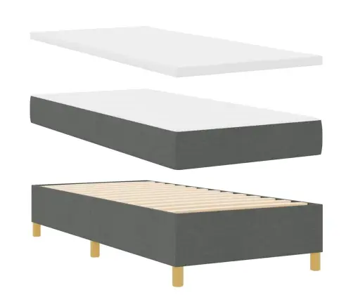 Kastītes Atsperu Gulta Ar Matraci Pelēka 100 X 200 Cm Audums Vidaxl