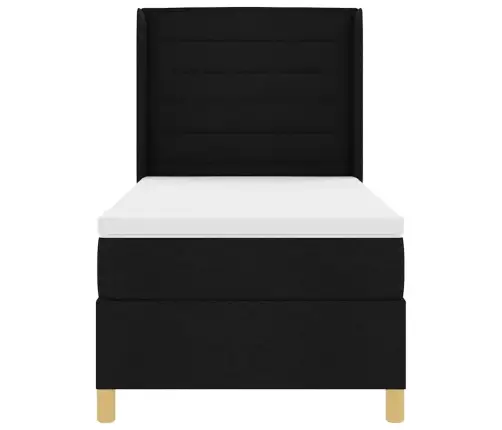 Gultas Platforma Ar Matraći Un Led Melnā Krāsā 100X200 Cm Audums Vidaxl