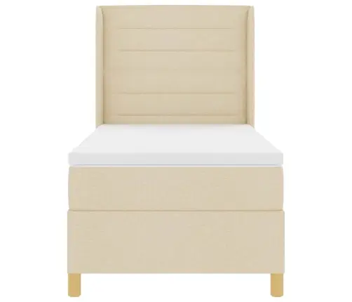 Līknes Gultas Ar Matraču Un Led Krēmkrāsas 100X200 Cm Audums Vidaxl