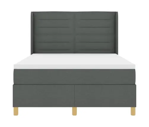 Kastītes Atsperu Gulta Ar Matraci Pelēka 140 X 190 Cm Audums Vidaxl