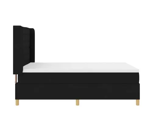 Kastītes Atsperu Gulta Ar Matraci Melna 140 X 190 Cm Audums Vidaxl