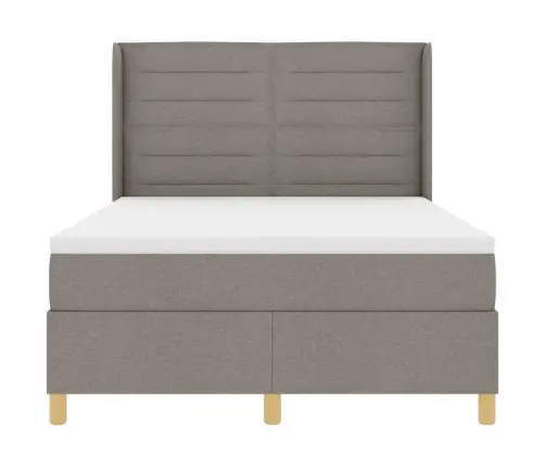 Kastītes Atsperu Gulta Pelēkbrūna 140 X 190 Cm Audums Vidaxl