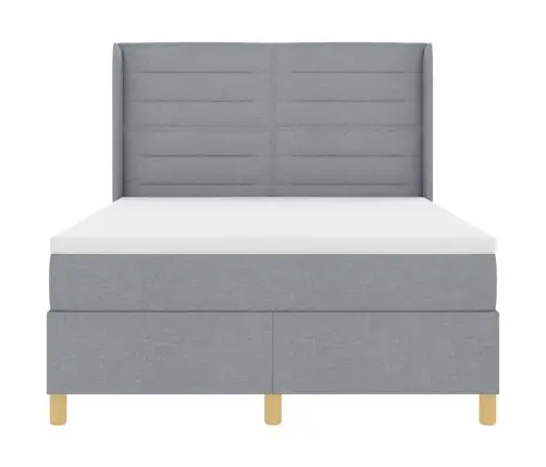 Kastītes Atsperu Gulta Gaiši Pelēks 140 X 200 Cm Audums Vidaxl